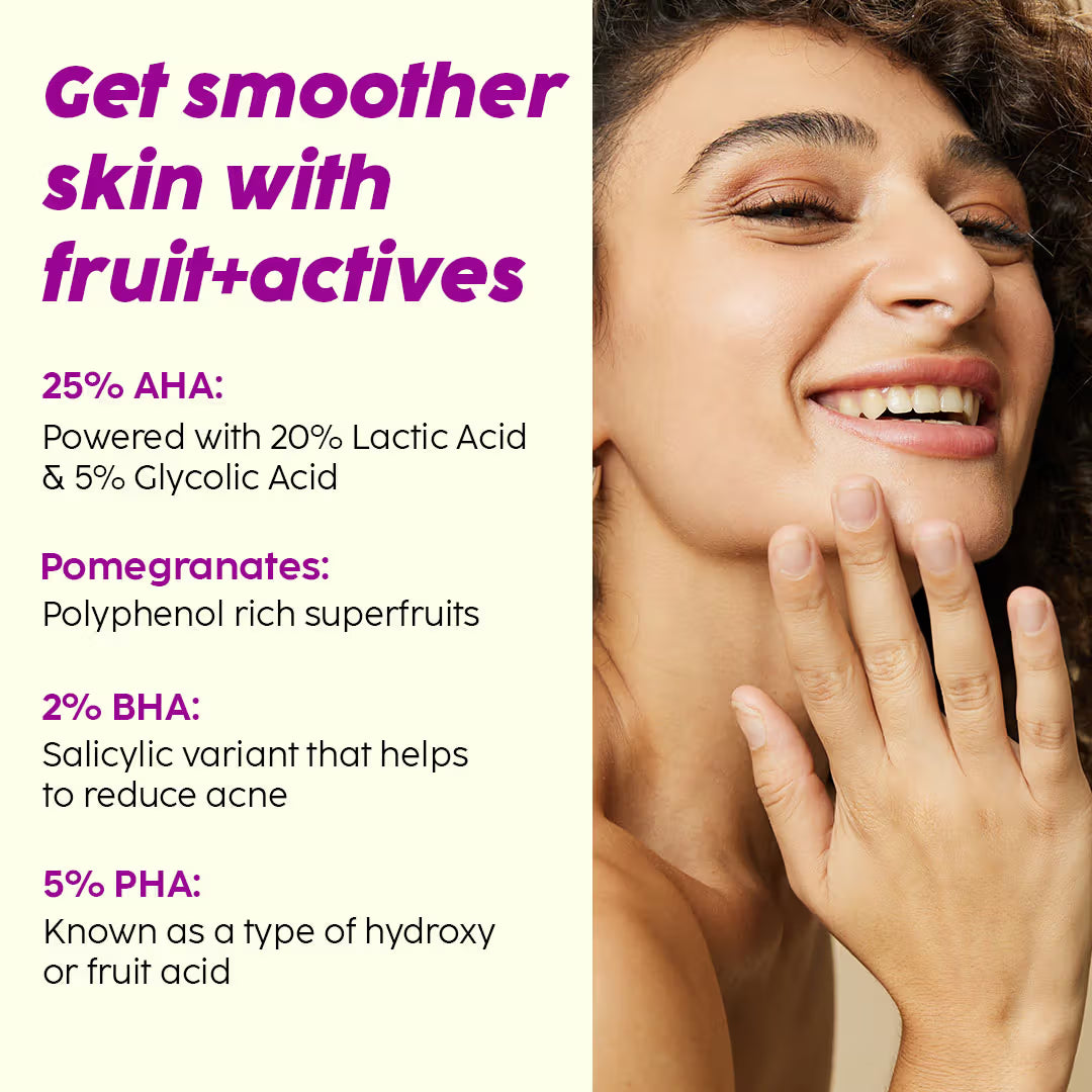 PLIX Pomegranate Peeling Solution For Glowing & Even Toned Skin with 25% AHA + 2% BHA + 5% PHA (30ml)