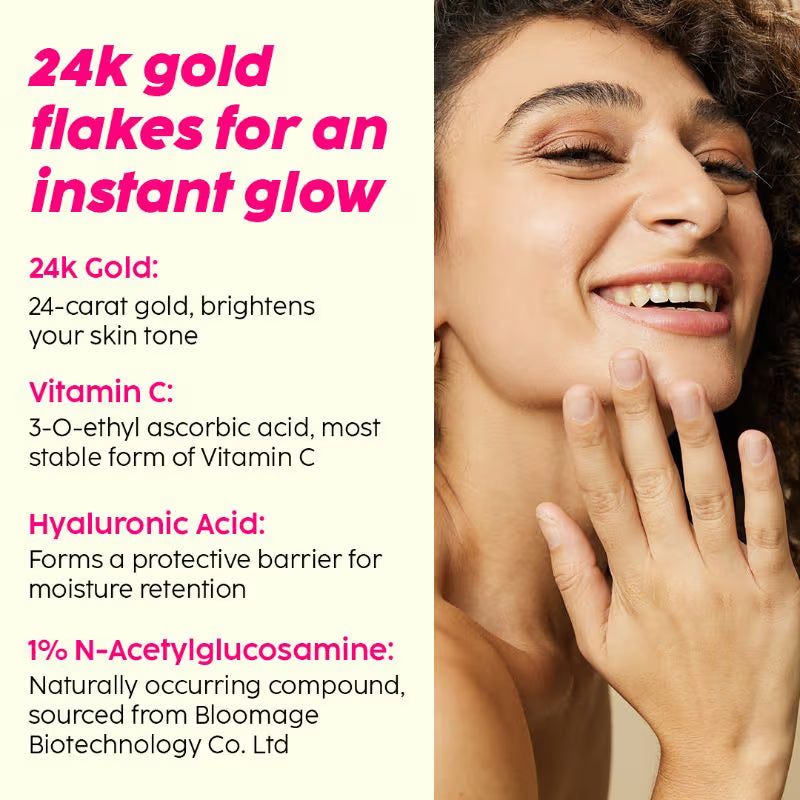 Plix 24k Guava Gold Lightweight Face Serum With Vitamin C & Hyaluronic Acid, Primer For Glowing Skin (30ml