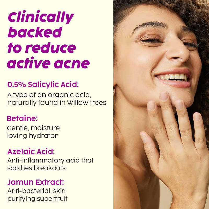 Plix 0.5% Salicylic Acid Jamun Face Wash Cleanser For Active Acne & Oil Control, Acne Breakouts (100ml)