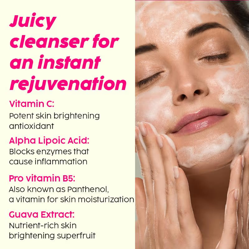 Plix Vitamin C Face Wash Cleanser For Skin Brightening, Pro Vit B5 & Alpha Lipoic Acid For Skin Glow
