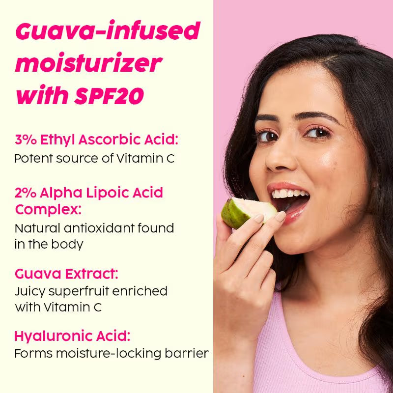 Plix 3% Vitamin C Guava Glow Smoothie Moisturizer For Brighter Skin With SPF 20, For Even-toned Skin (50 g)