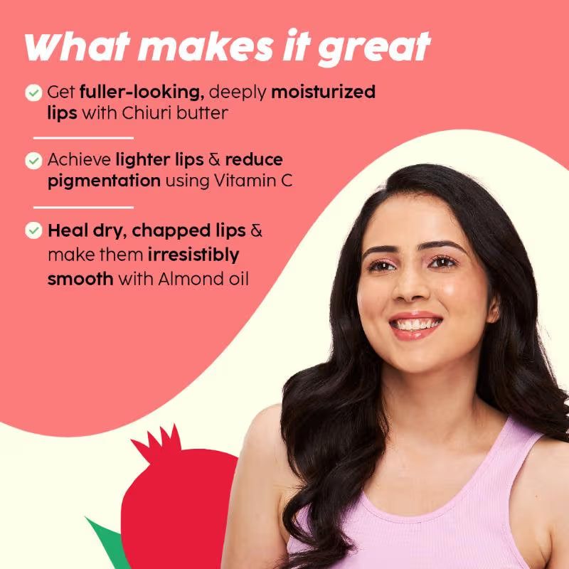 Plix Pomegranate Plump Lips Puddin’ Mask for Dry Lips With Chiuri Butter + Vit C, Lightens Dark Lips (15 g)
