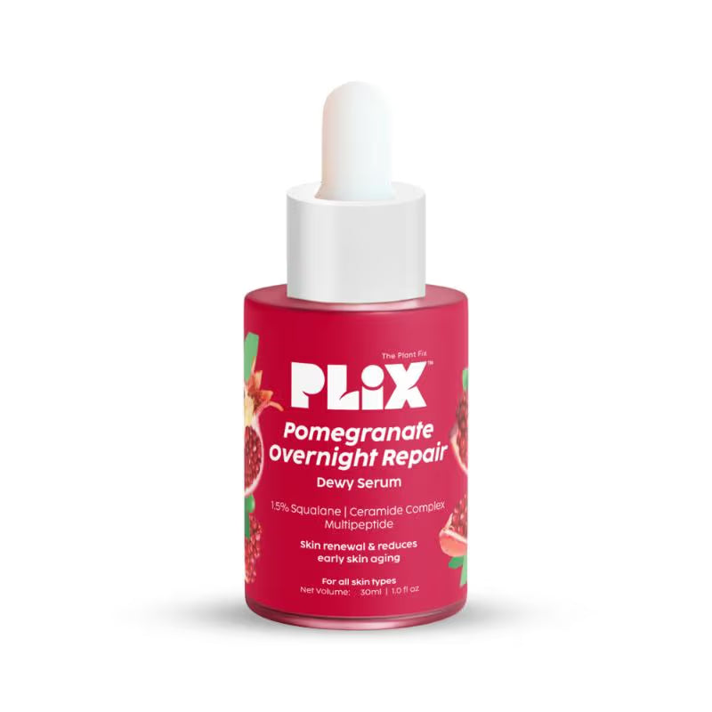 Plix Pomegranate Overnight Repair Dewy Serum for Ageless Glow With Ceramides Reduce Fine Lines (30ml)