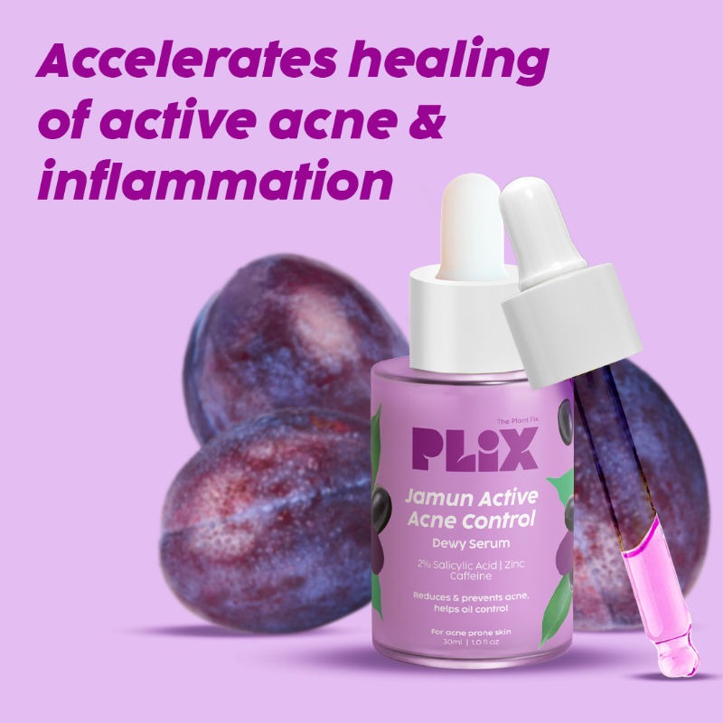 PLIX 2% Salicylic Acid Jamun Active Acne Control Dewy Serum for Active Acne & Dark Spot Reduction (30ml)