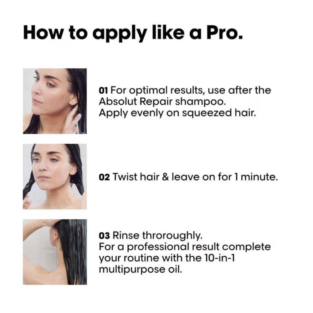 L'OREAL PROFESSIONNEL Absolut Repair Mask For Dry and Damaged Hair with Protein & Omega 9 (250 ml)