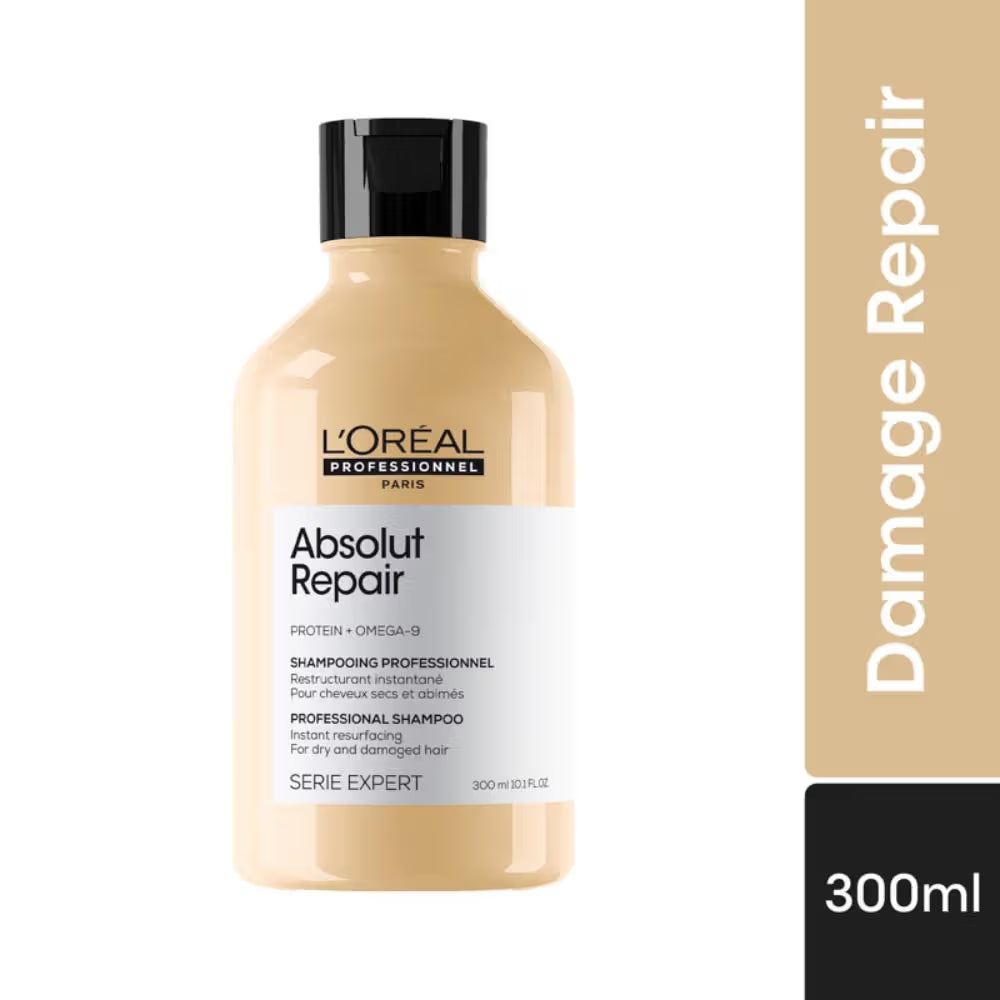 L'OREAL PROFESSIONNEL Absolut Repair Shampoo For Dry and Damaged Hair With Protein & Omega 9 (300 ml)