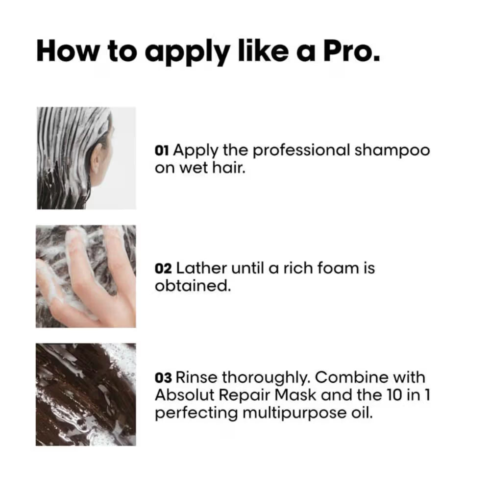 L'OREAL PROFESSIONNEL Absolut Repair Shampoo For Dry and Damaged Hair With Protein & Omega 9 (300 ml)