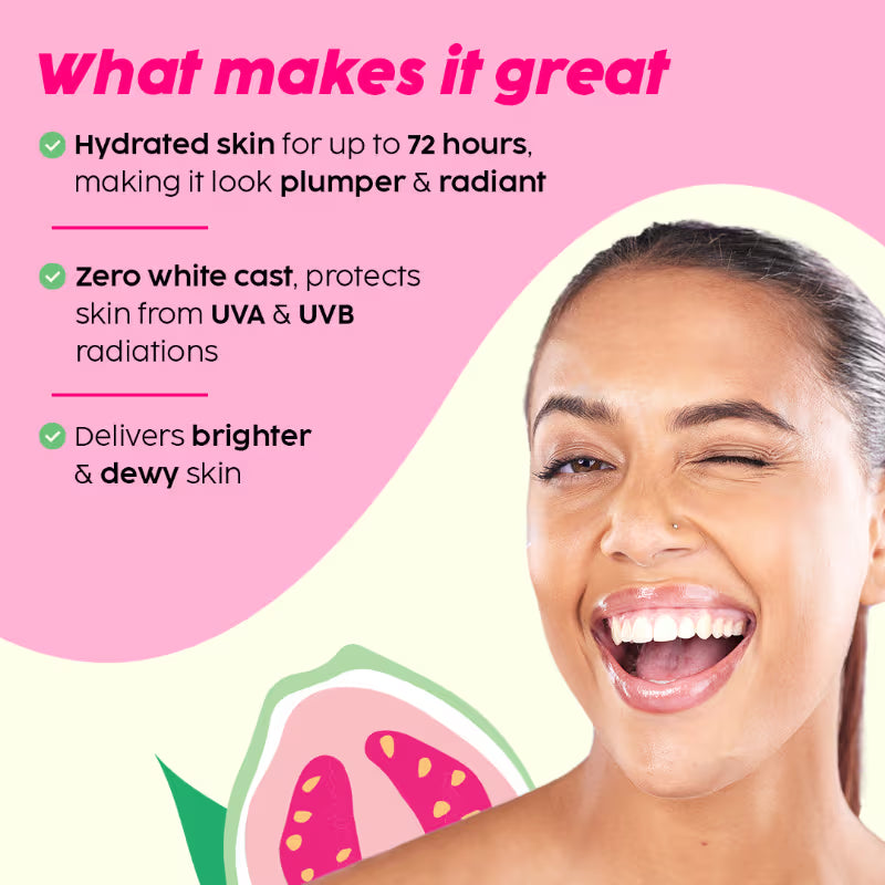 PLIX SPF 50+ Guava Glow Invisible Sunscreen Gel For UV A, UV B Protection with Ceramides and Vit C (50g)
