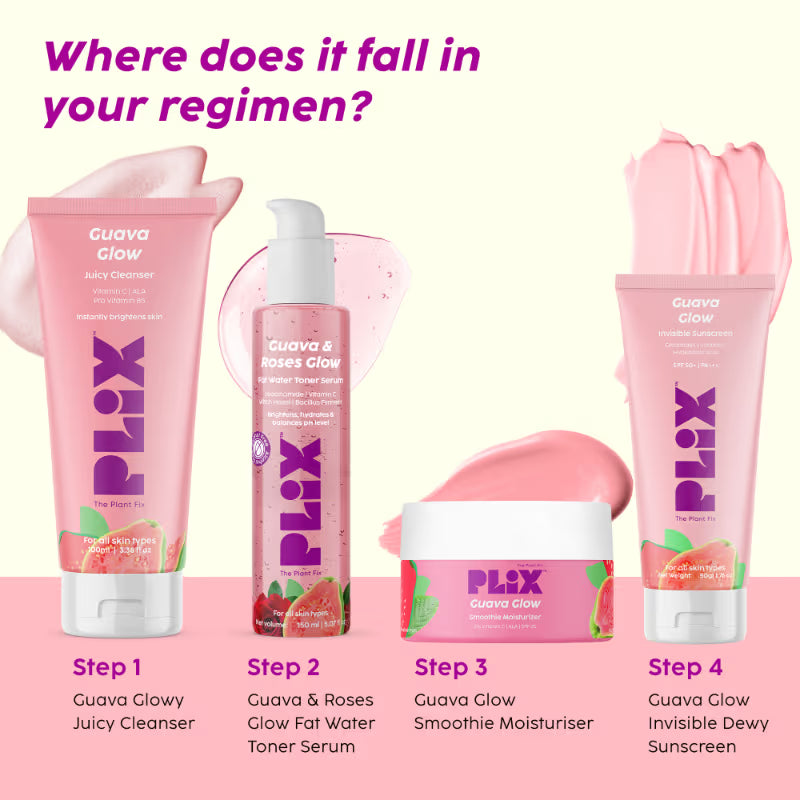 PLIX SPF 50+ Guava Glow Invisible Sunscreen Gel For UV A, UV B Protection with Ceramides and Vit C (50g)