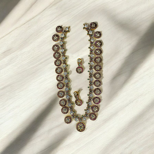 Royal Jadau Kundan AD Polki Necklace Set"