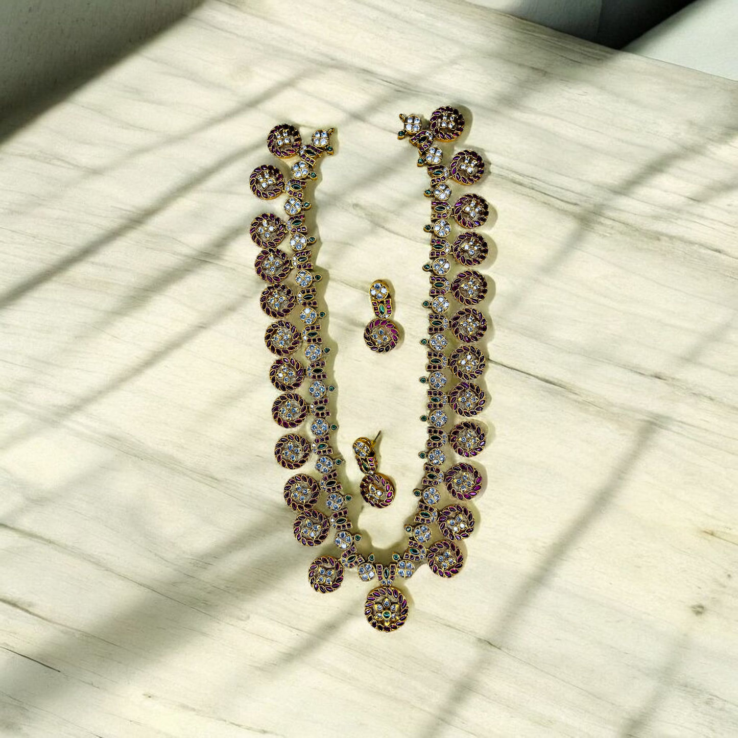 Royal Jadau Kundan AD Polki Necklace Set"