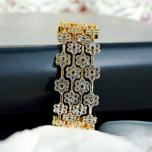 Elegant Floral Gold Bangles – 1 Gram, Designer Statement Jewelry - 86585