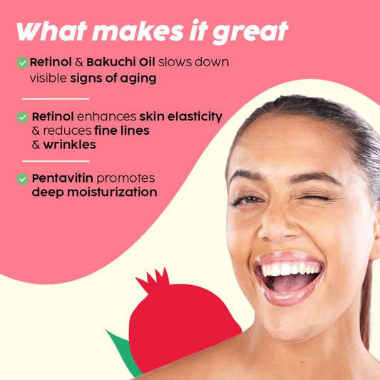 PLIX Pomegranate 0.6% Retinol & 0.2% Bakuchi Oil Night Face Serum To Reduce Fine Lines