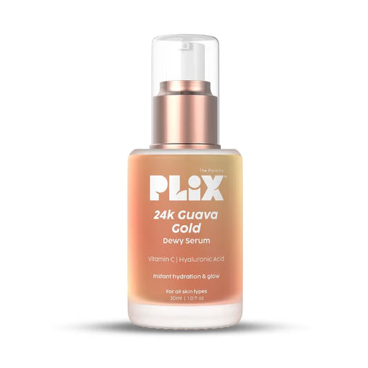 Plix 24k Guava Gold Lightweight Face Serum With Vitamin C & Hyaluronic Acid, Primer For Glowing Skin (30ml