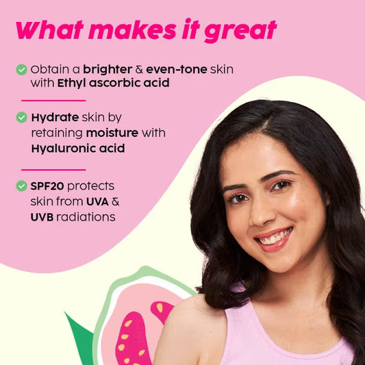 Plix 3% Vitamin C Guava Glow Smoothie Moisturizer For Brighter Skin With SPF 20, For Even-toned Skin (50 g)