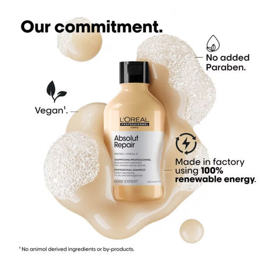 L'OREAL PROFESSIONNEL Absolut Repair Shampoo For Dry and Damaged Hair With Protein & Omega 9 (300 ml)