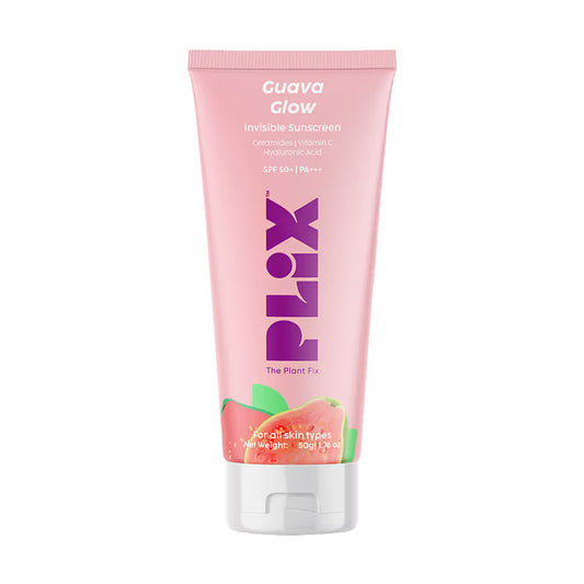 PLIX SPF 50+ Guava Glow Invisible Sunscreen Gel For UV A, UV B Protection with Ceramides and Vit C (50g)