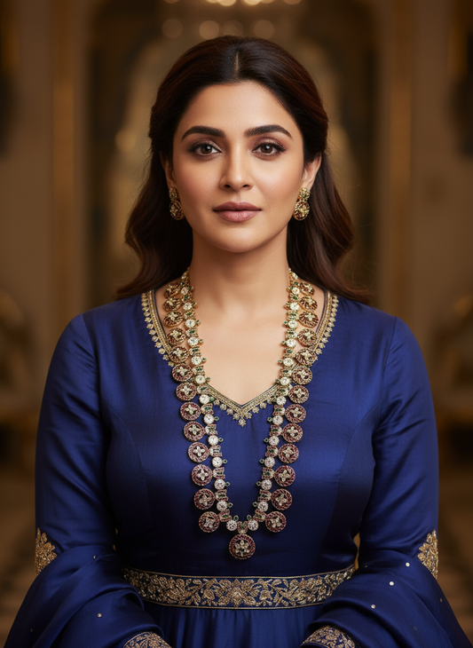 Royal Jadau Kundan AD Polki Necklace Set"